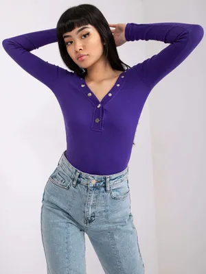 Produktbild von Rue Paris Langarm-T-Shirt für Frauen Elliotq lila L