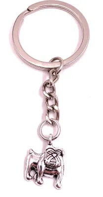 Productafbeelding van Onwomania sleutelhanger, boxerhond, snuit, pitbull, zilveren metalen hanger, bedel