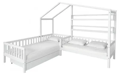 Obrázok produktu pre Kondela Detská posteľ s roštom pre 2 deti Enola 90x200+70x140 - biela