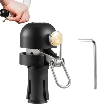Productafbeelding van Racefietsbel mini - 2-in-1 als stuurstop - Voor stuur 22,2-24 mm - Zwart