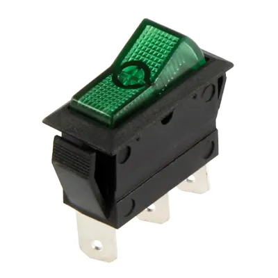 Obrázek produktu pro Vypínač do auta McPower, 3pólový, 12V-250V/20A, zelený, pozice: ZAPNUTO/VYPNUTO