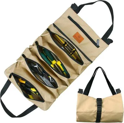 Produktbild von Multifunktionale Werkzeugkiste für Autoschlüssel - mit 5 Gurtfächern - 1 Stück - Ideal für Sanitärarbeiter - portable Organizer für Außenbedarf - 47x28x3 cm