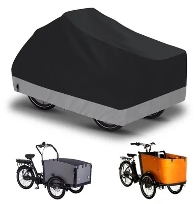 Image de Housse de protection pour vélo d'enfant, tissu Oxford 420D, imperméable, garage de vélo extérieur, noir/gris, 225x105x110 cm