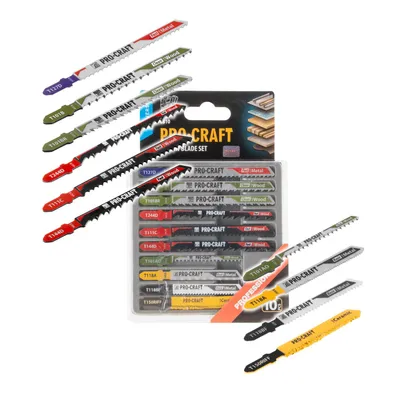 Produktbild von Procraft JB10 Stichsägeblatt Set 10 tlg. 1 - 50 mm für Holz, Metall und Keramik