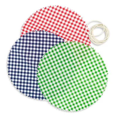 Produktbild von itenga Stoffhauben 10er Set - rund ca 15cm - für Einmachgläser und Marmeladengläser