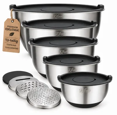 Produktbild von Kibun Edelstahl Schüssel Set mit Deckel 13-teilig
