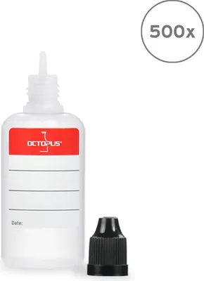 Image de 500 flacons en plastique 30 ml LDPE, G14, compte-gouttes, bouchon noir