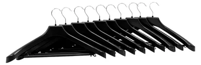 Produktbild von 10er Set Kleiderbügel Hosenbügel Haken Steg B 50 cm schwarz Kunststoff Gross