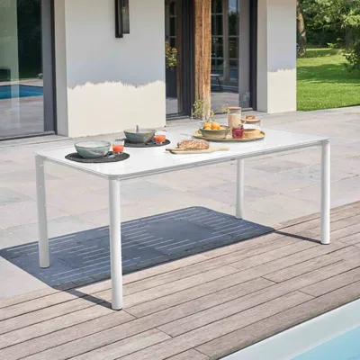 Produktbild von Rechteckiger Terrassentisch aus weißem Aluminium - Oviala Almada