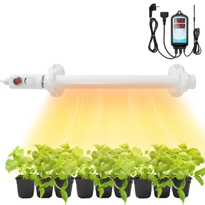 Productafbeelding van Vigevee kachel voor kas, 135W, buiskachel 1000 mm met thermostaat 0–90 °C, wit