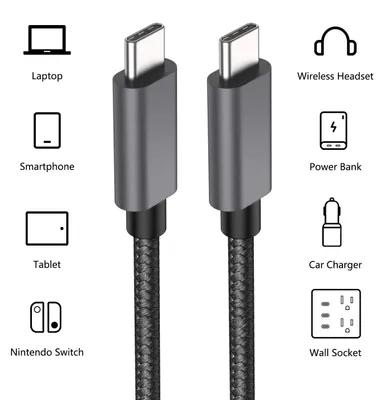 Obrázok produktu pre Kábel Nonda USB-C na USB-C 100 W/5 A, dĺžka 2 m, rýchlonabíjací kábel USB typu C s podporou PD, opletený nylonový kábel kompatibilný s MacBook Pro 2020, iPad Pro 2020, Samsung