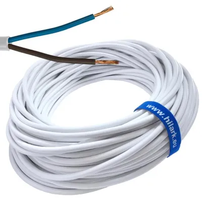 Productafbeelding van H03VV-F OMY 2x0,75 kabel, rond, wit, klasse 5, 10 meter