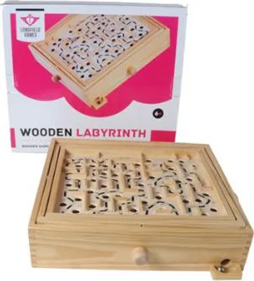 Produktbild von Longfield Games Holz Labyrinth Geschicklichkeitsspiel 32,5x28,5x8,5cm