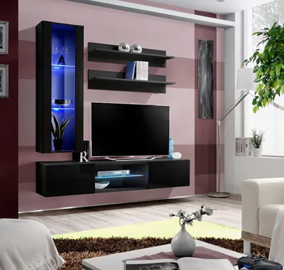 Obrázek produktu pro Wohnwand Set Wohnzimmermöbel Hänge Vitrine Wandregale TV-Ständer Sideboard