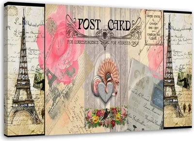 Produktbild von Leinwandbild postkarte aus frankreich 120x80 cm Feeby grau wandbild bereit zum aufhängen