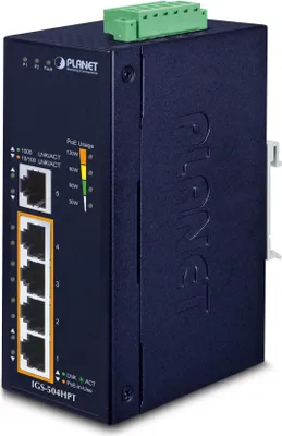 Produktbild von PLANET IGS-504HPT, Unmanaged, L2, Gigabit Ethernet (10/100/1000), Vollduplex, Power over Ethernet (PoE), Wandmontage