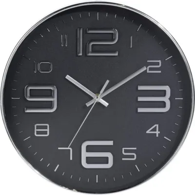 Obrázek produktu pro Hodiny nástěnné chrom 30,5 cm černá KO-837000130cern