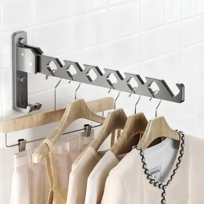 Klappbarer Kleiderhaken, Aluminium, Wandmontage, 34 cm, 6 Haken