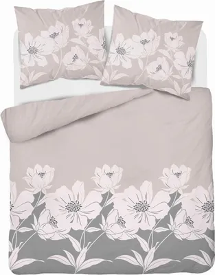 Produktbild von Flanell Bettwäsche Set 220x200 Blumen Pudergrau