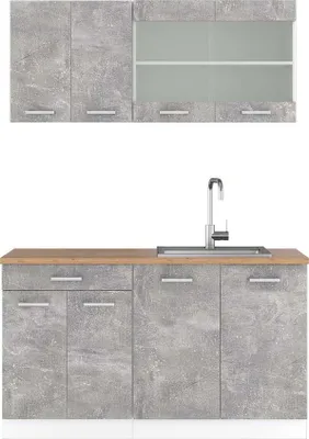 Produktbild von Küchenzeile Vicco R-Line Beton 140 cm , AP Eiche, Model 42760