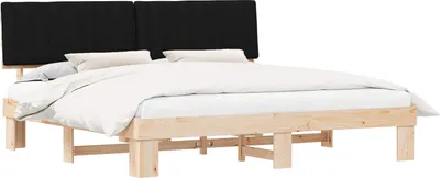 Productafbeelding van Bedframe met Gevoerd Hoofdgedeelte Zwart 200 x 200 cm