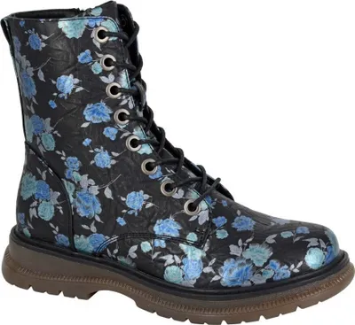 Image de Cipriata - Bottines pour femmes "Annetta", Floral DF2411 (36 EU) (Noir/Bleu)