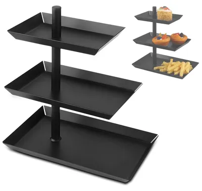 Produktbild von Solidchoice – Dreistufiger, schwarzer Obstkorb mit Drehfunktion