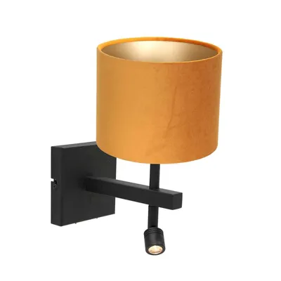 Image de Steinhauer - applique murale - Stang - noir - métal velours tissu - lampe de lit - LED_E27 - 8207ZW