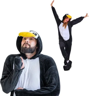 Produktbild von Onesie Kigurumi Pyjama Kostüm für Erwachsene Pinguin XXL: 185-195cm