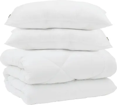 Produktbild von vidaXL Winterbettdecke mit Kissen 3 pcs Weiß Mikrofaser