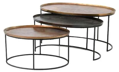 Productafbeelding van Starfurn salontafelset Raley, brons/zwart aluminium, 100 cm