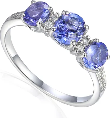 Produktbild von 585er Weißgold Damenring mit Tansanit 1,39ct. und Diamanten 0,13ct. Gr. 54