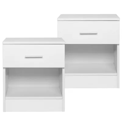 Image de ALIGHTUP Lot de 2 Tables de chevet avec Tiroir et niche, 39 x 28 x 41 cm, Blanc