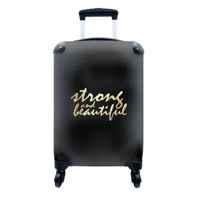 Produktbild von MuchoWow® Koffer Handgepäck Trolley Rollkoffer Kleine Reisekoffer mit 4 Rollen - Zitate - Motivation - Schwarz - Gold - Cabin Size < 55x40x23 cm & 55x40x20 cm - Fotokoffer - Kabinenkoffer - Boardgepäck - Reise-Box - Reisekoffer - Reisegepäck - Koffer mit Bild - Trolley für Kinder
