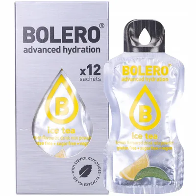 Obrázok produktu pre Bolero Ice Tea 12 x 3 g citrónový ľadový čaj / Športové nápoje / Osviežujúci ovocný nápoj bez cukru obohatený o vitamín C
