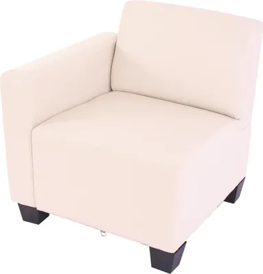 Image de Modular élément latéral gauche, fauteuil avec accoudoir Lyon, similicuir ~ crème