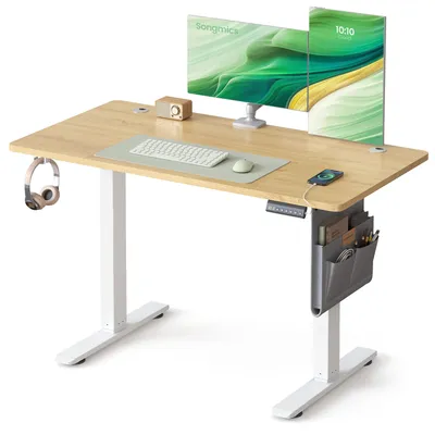 Produktbild von SONGMICS Höhenverstellbarer Schreibtisch, Memory-Funktion mit 4 Höhen, USB-C-Anschluss, Organizer