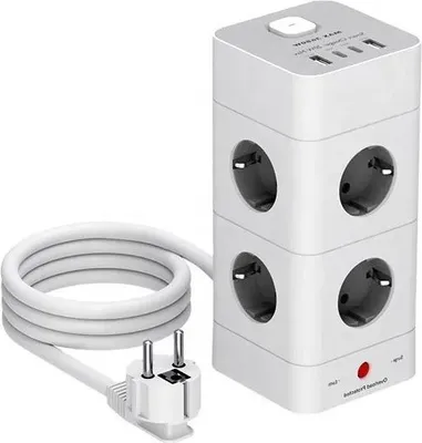 Immagine prodotto di Presa multipla 12 in 1 con 8 prese CA + 2x USB A + 2x USB C con interruttore
