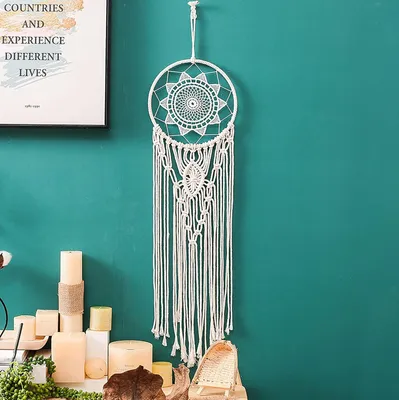 Produktbild von Traumfänger Makramee, 20 cm, 100% Baumwolle, handgefertigt, für Wohnzimmer