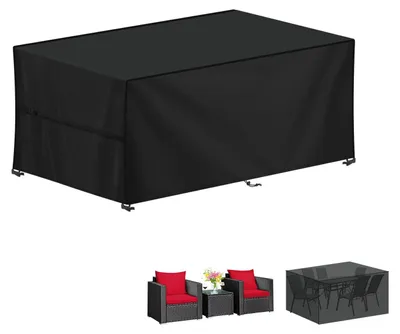 Imagen del producto de Funda impermeable para muebles de jardín – Tejido Oxford 420D – Diseño resistente al viento – Resistente a desgarros – Cubierta para mesa de exterior de 150x90x75 cm – Funda para muebles