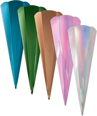Produktbild von folia - Schultüten-Rohlinge, 5er-Set, metallic - Aufbewahren von Geschenken