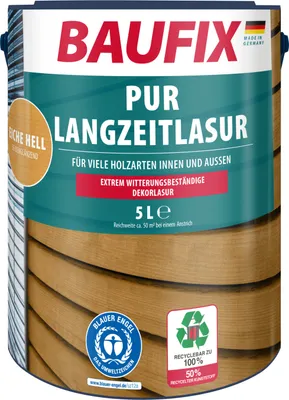 Produktbild von BAUFIX PUR Langzeitlasur eiche hell seidenmatt, 5 Liter, Holzlasur