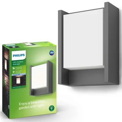 Zdjęcie produktu dla Philips myGarden Kinkiet Arbour 6 W, Oświetlenie zewnętrzne ścienne, Antracyt, Biały, Aluminium, IP44, II, Nawierzchniowe
