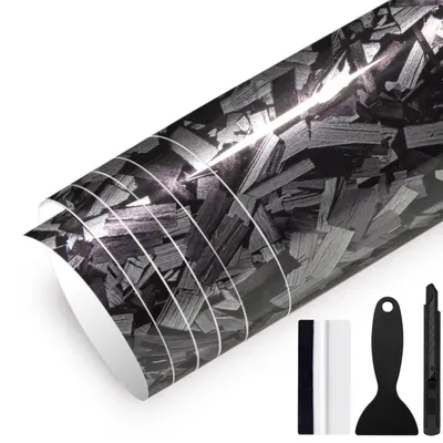 Zdjęcie produktu dla Folia samochodowa wzór "Forged Carbon" srebrna, połysk, 150 cm x 30 cm, bezpęcherzykowa, PVC, z akcesoriami