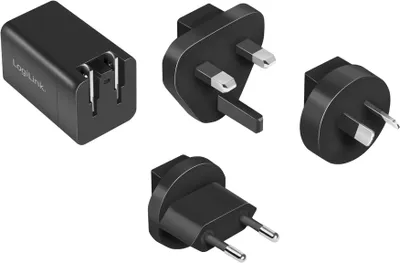 Image de LogiLink PA0302 LogiLink Adaptateur de voyage USB, USB-C, technologie GaN, noir
