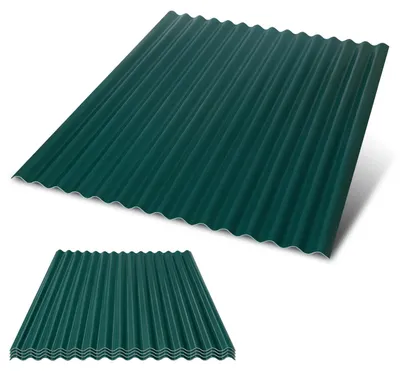 Zdjęcie produktu dla ISOISL, płyty faliste ASA-PVC, 1,5 mm, 117x93 cm, płyty dachowe, ciemnozielone, do carportu, altany ogrodowej