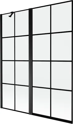 Produktbild von Mexen Mist Badewannen-Abtrennung 2-flügelig links 140 x 150 cm, schwarzes Gitter, schwarz - 8A9-140-011-70-77-L