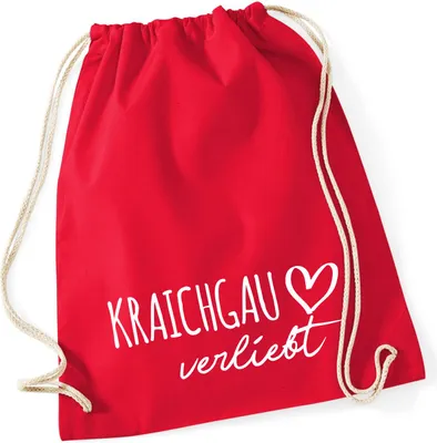 Produktbild von Huuraa Turnbeutel Kraichgau verliebt 12 Liter Classic Red Baumwolle Rucksack Geschenkidee
