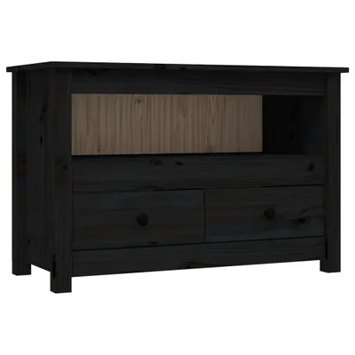 Zdjęcie produktu dla vidaXL Szafka pod TV czarna79x35x52 cm lite drewno sosnowe