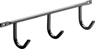Produktbild von Hettich Garderobenleiste 3 Haken Stahl 20 x 5,2 x 3,5 cm schwarz